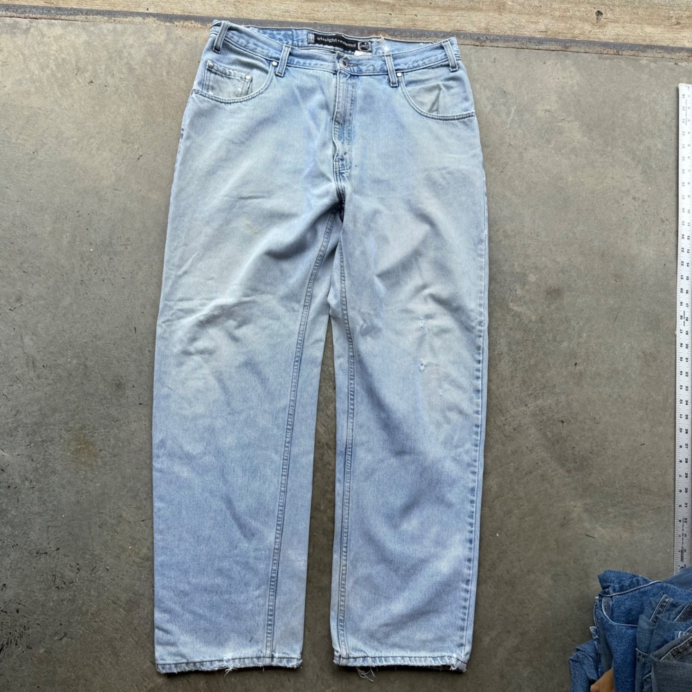Vintage Levis‎ SilverTab Straight Relaxed Light Wash Baggy Denim Jeans 36x32 90s